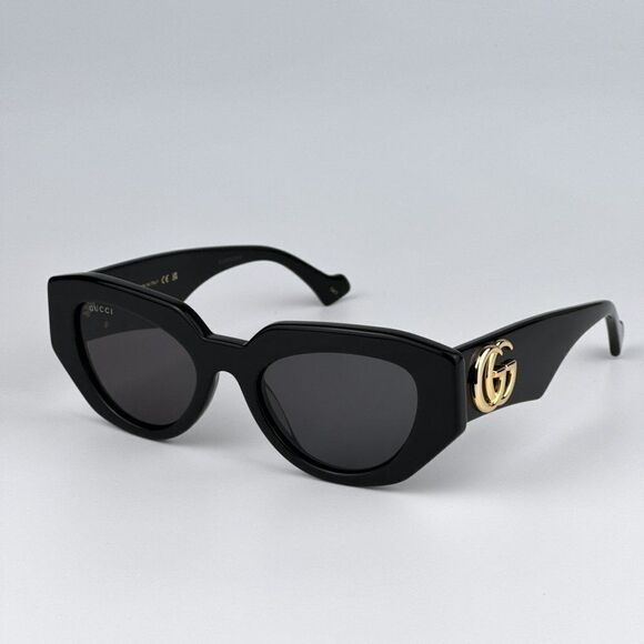 NEW Gucci GG1421S 001 Black Grey Cat Eye Women Sunglasses GG 1421S